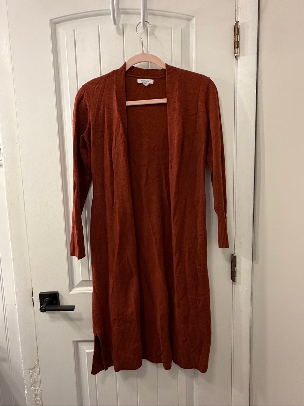 Nine West Long Open-Front Cardigan Dress in Rust